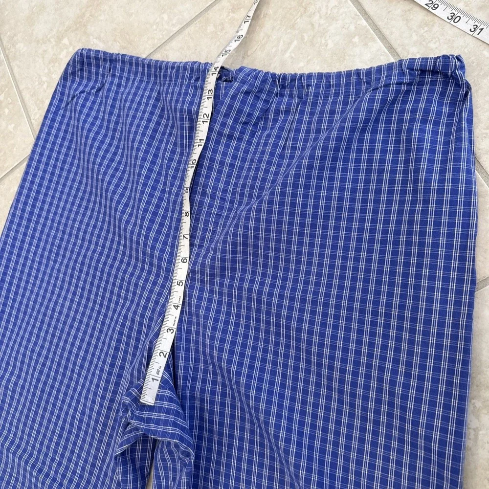 VTG Victoria's Secret Pajama Set Blue Plaid Sz L Long Sleeve Y2K 1999 Monogram